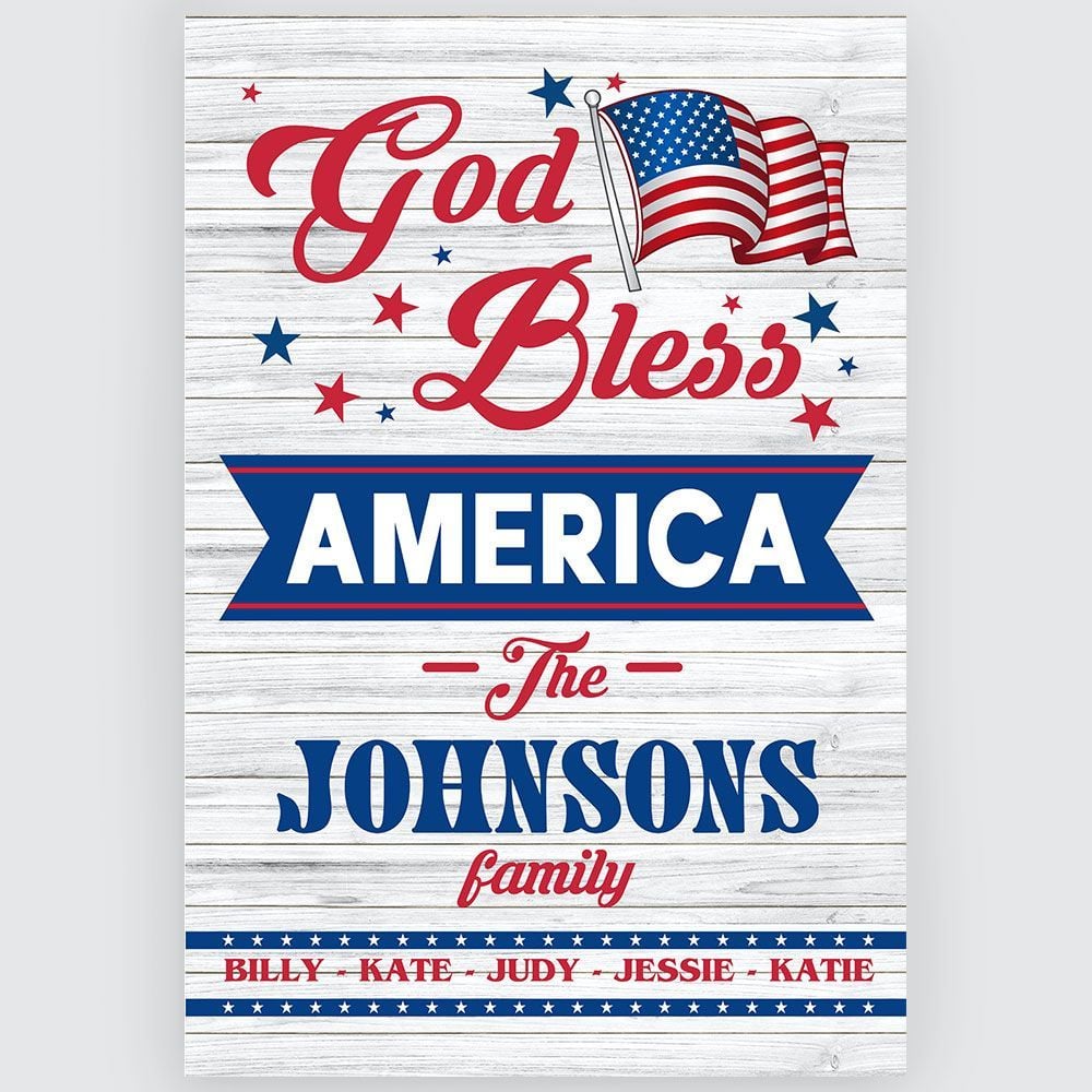 Personalized Family Name God Bless America Gifts Idea For Patriotic Family