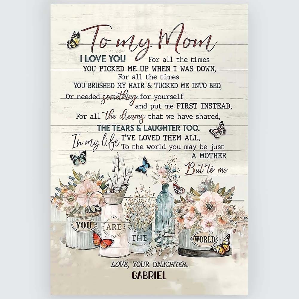 Gifts for Mom from Daughter Meaningful Quote Wall Art Personalized Gifts