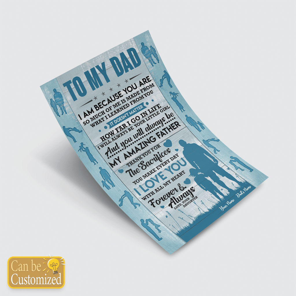 Gifts for Dad from Daughter I Am Because You Are Wall Art Personalized Gift