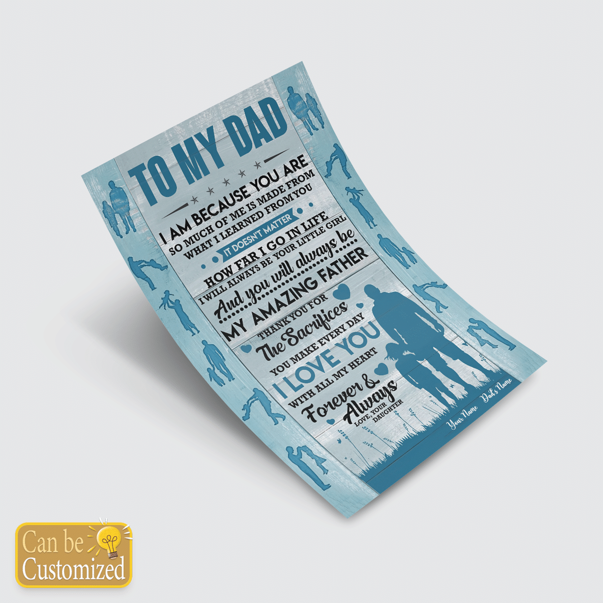 Gifts for Dad from Daughter I Am Because You Are Wall Art Personalized Gift