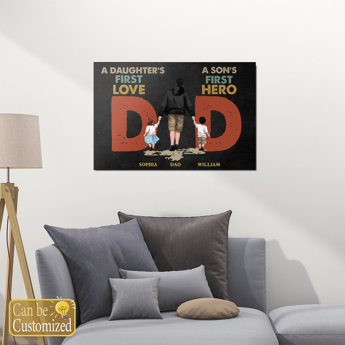 Gifts for Dad Personalized Wall Art Daughter's First Love Son's First Hero