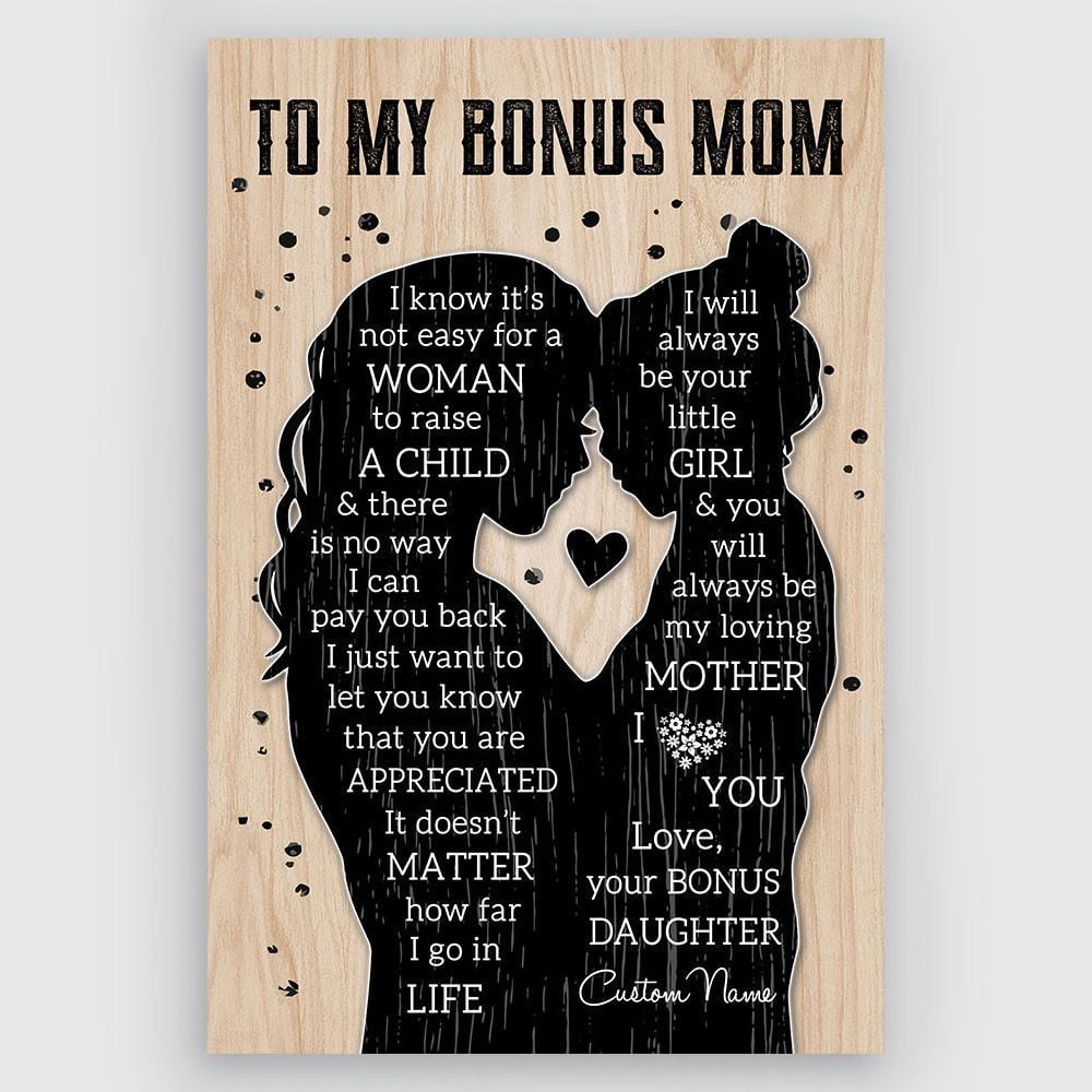 Gift For Bonus Mom Poster To My Bonus Mom From Daughter Custom Name