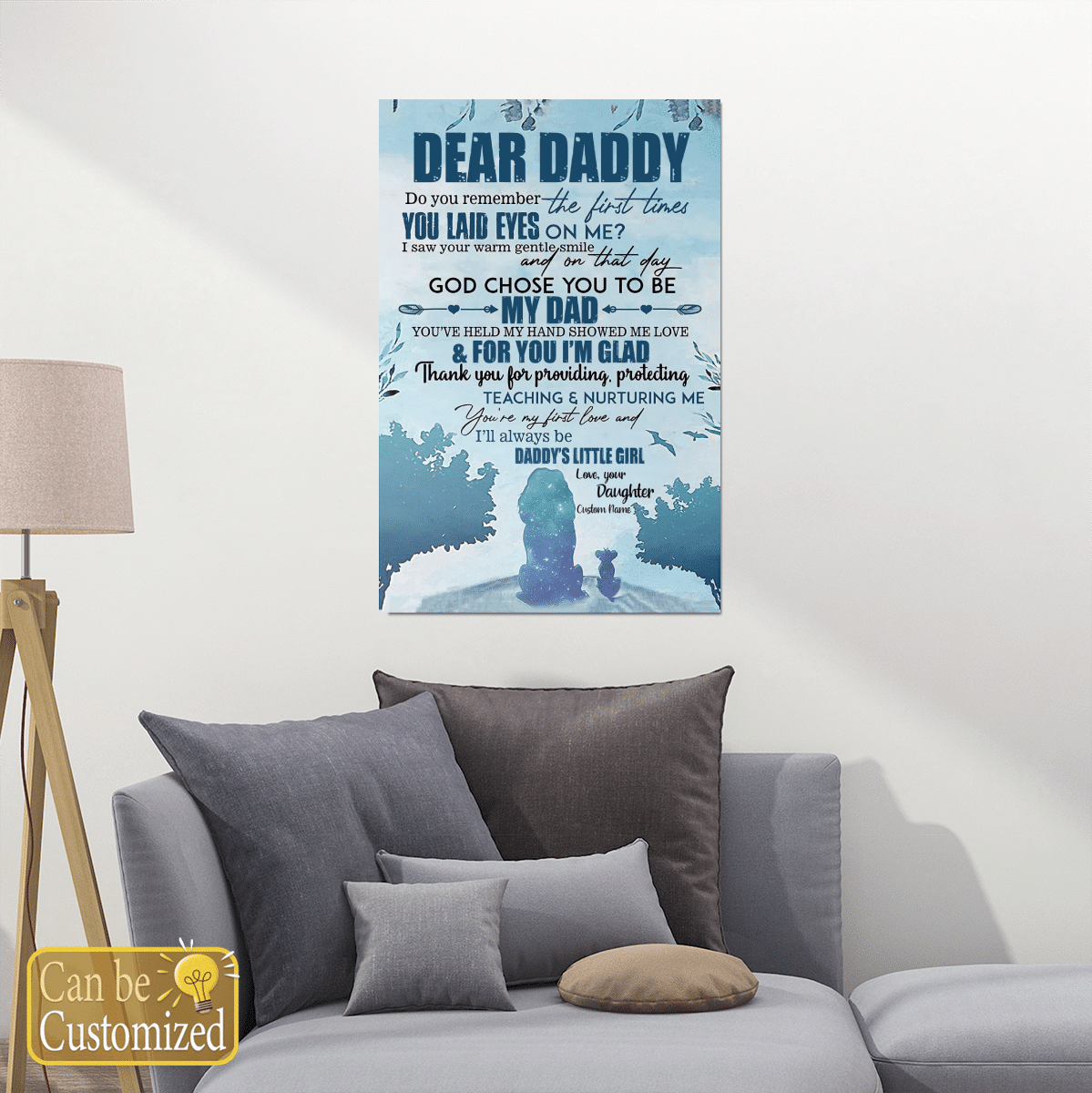 Gifts for Dad from Daughter Dear Daddy Lions Wall Art Personalized Gift