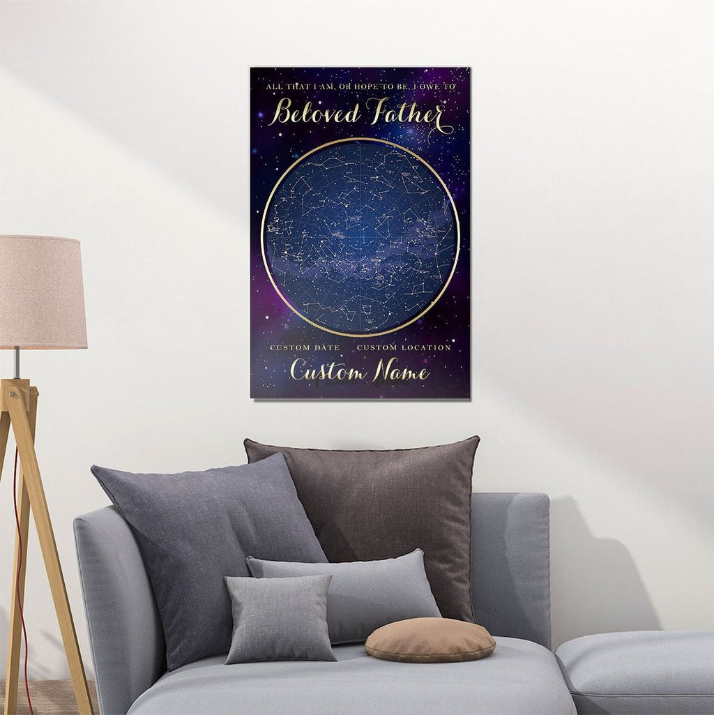 Gifts For Beloved Dad Constellation Map Custom Wall Art