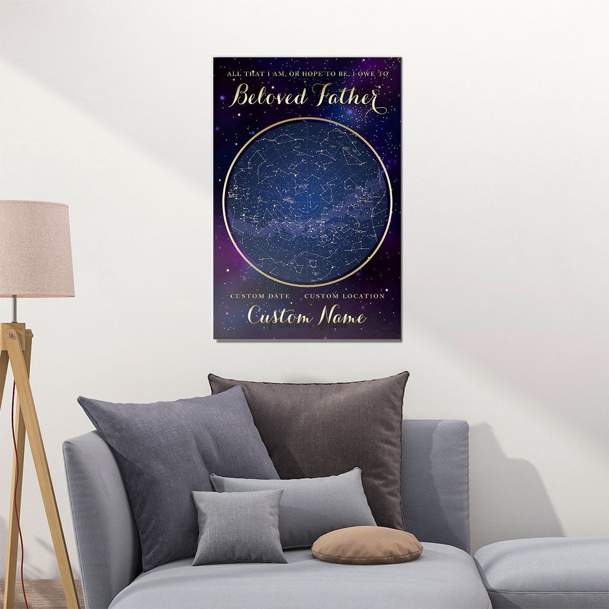 Gifts For Beloved Dad Constellation Map Custom Wall Art