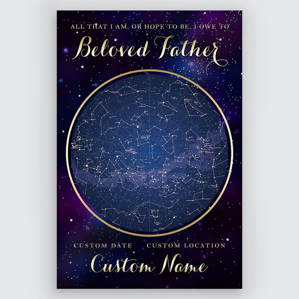 Gifts For Beloved Dad Constellation Map Custom Wall Art