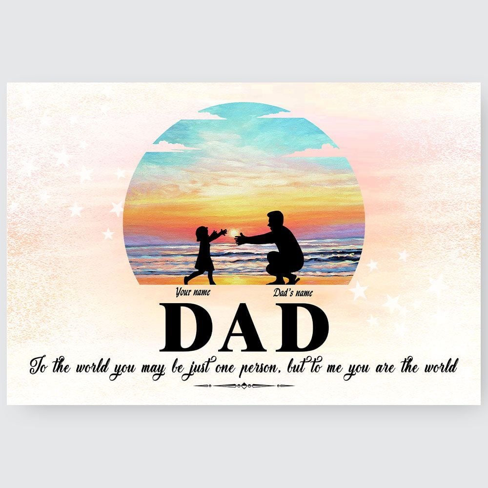 Gifts for Dad from Daughter To Me You Are The World Custom Wall Art Sunrise Art