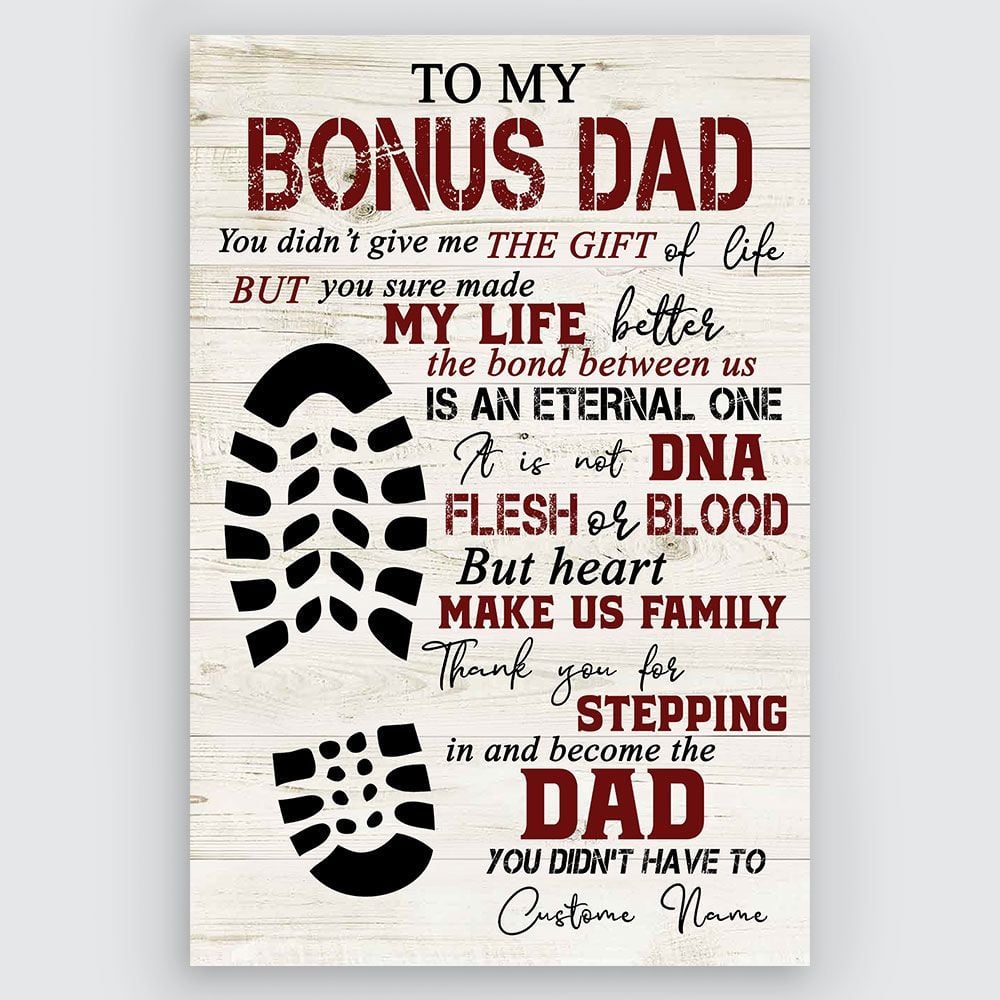 Gifts For To My Bonus Dad Poster Meaningful Quotes
