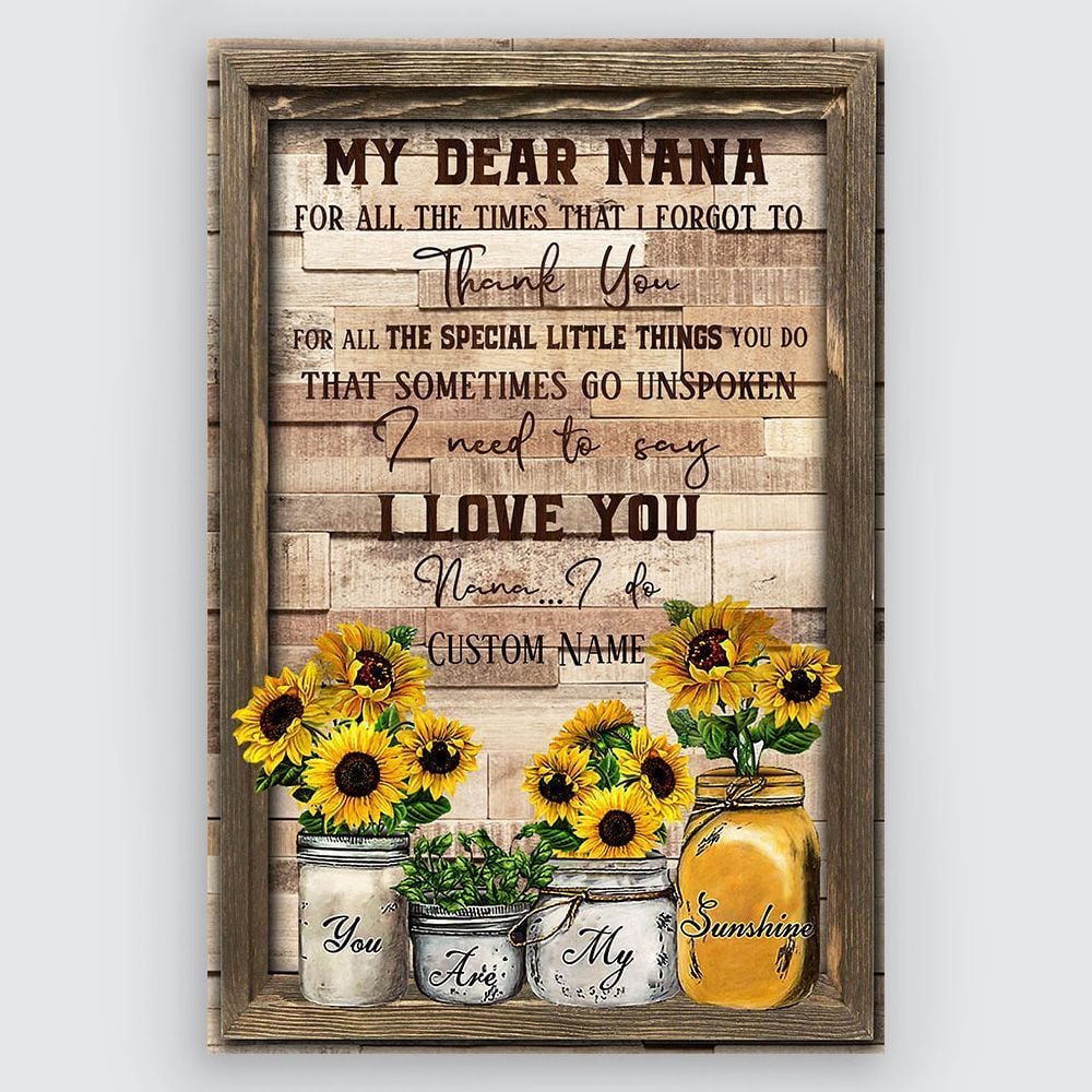 My Dear Nana You Are my Sunshine Wall Art Personalized Name Gift