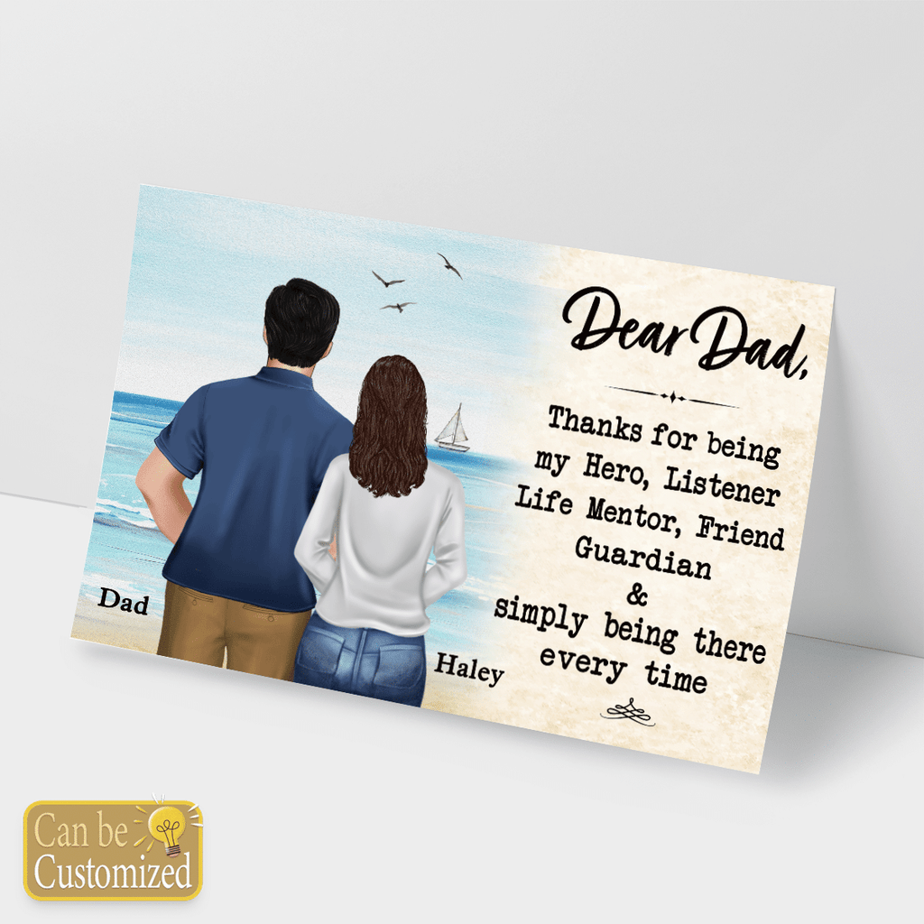 Gifts for Dad from Daughter Dear Dad Thanks For Being My Hero Custom Wall Art