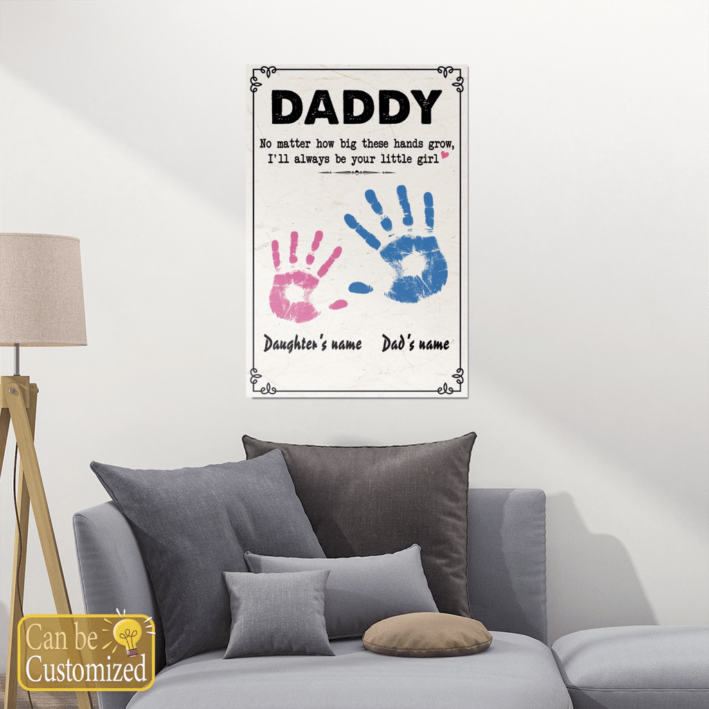 Gifts for Dad from Daughter Handprint Custom Wall Art Gift