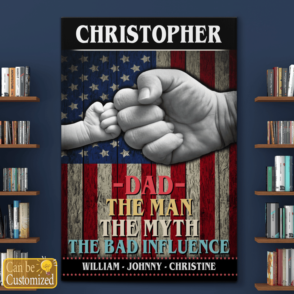 4th of July Gifts for Dad The Man The Myth The Legend Wall Art Personalized