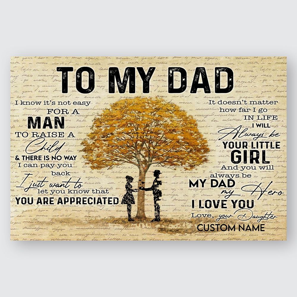 Gifts for Dad from Daughter To My Dad I Know it's Not Easy Vintage Wall Art