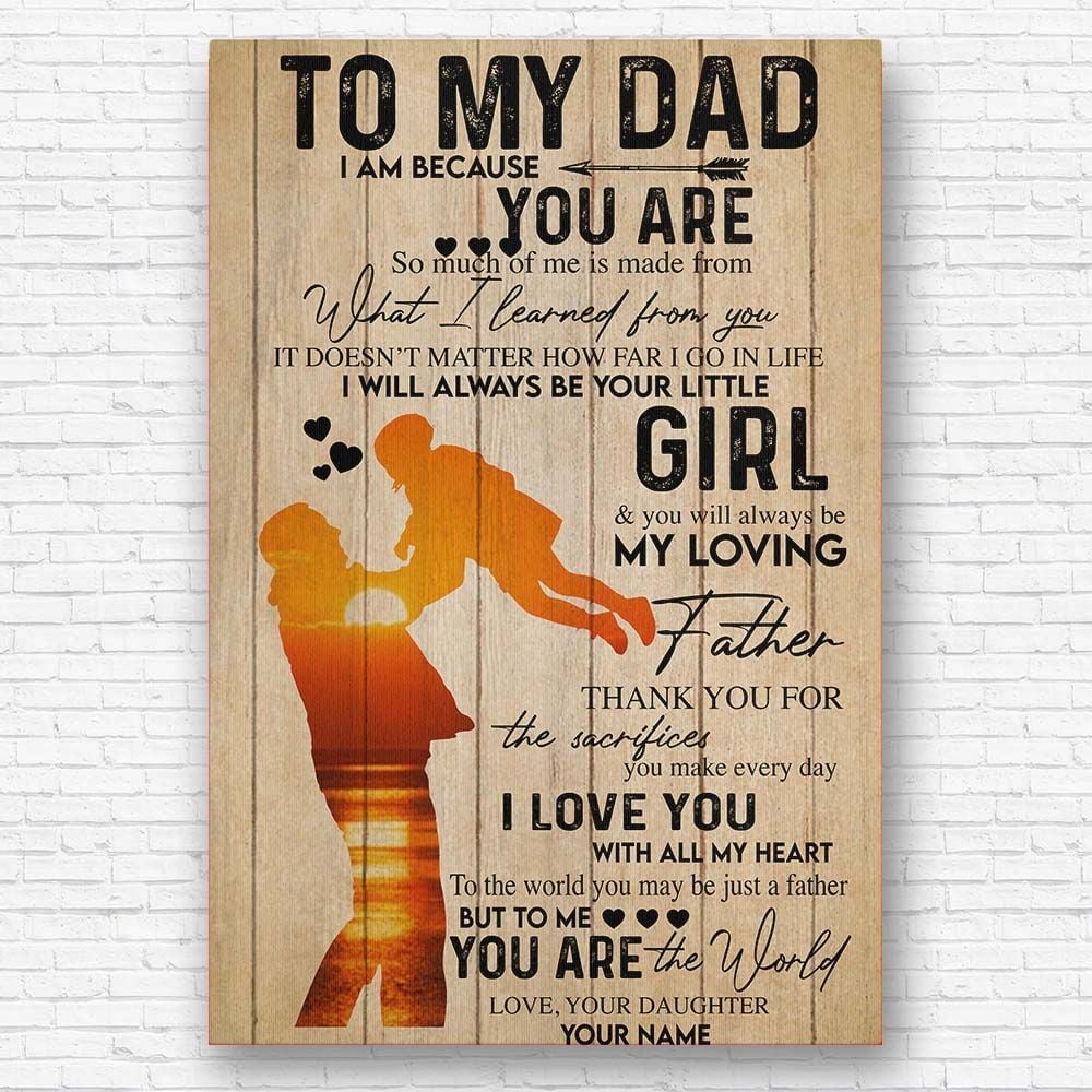 Gifts for Dad from Daughter Wall Art Meaningful Quote Personalized Gift Idea