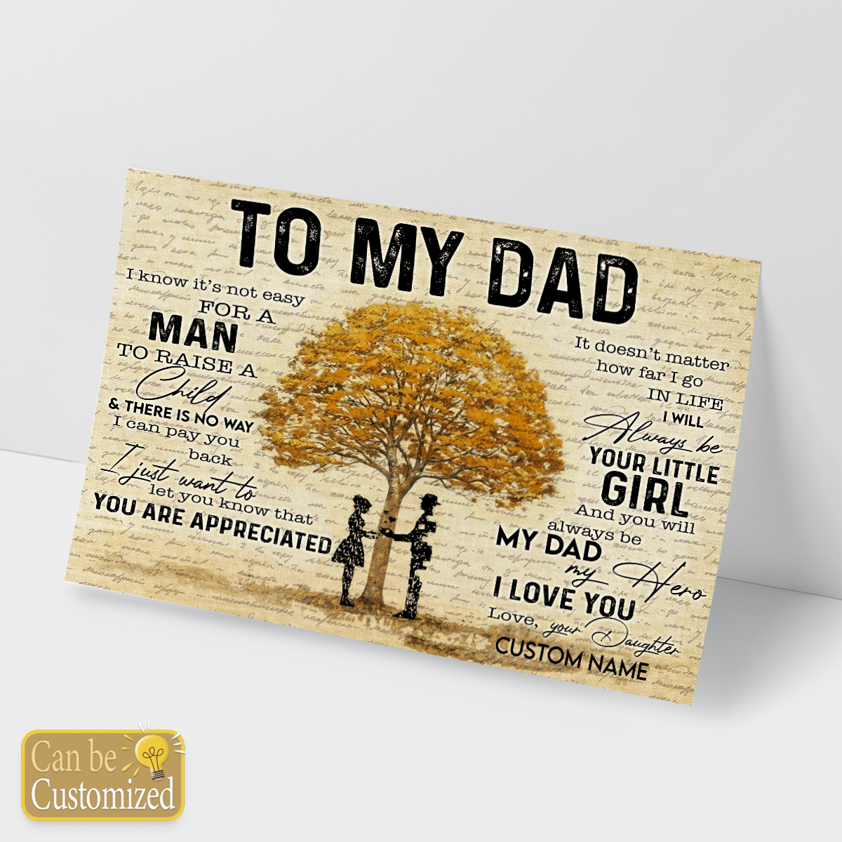 Gifts for Dad from Daughter To My Dad I Know it's Not Easy Vintage Wall Art