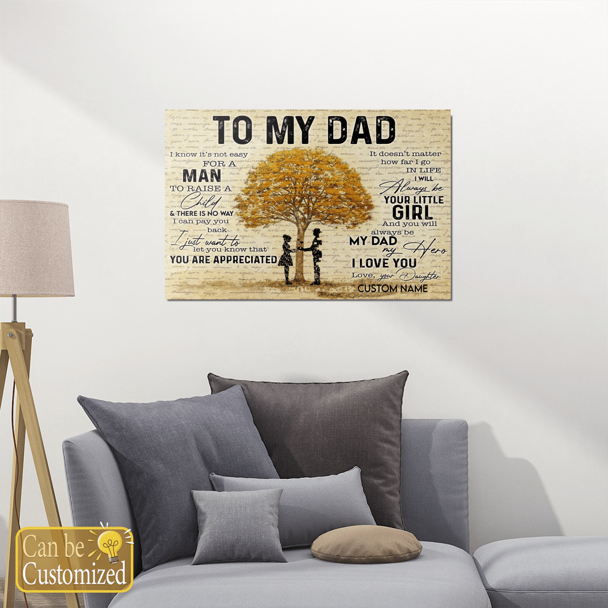 Gifts for Dad from Daughter To My Dad I Know it's Not Easy Vintage Wall Art