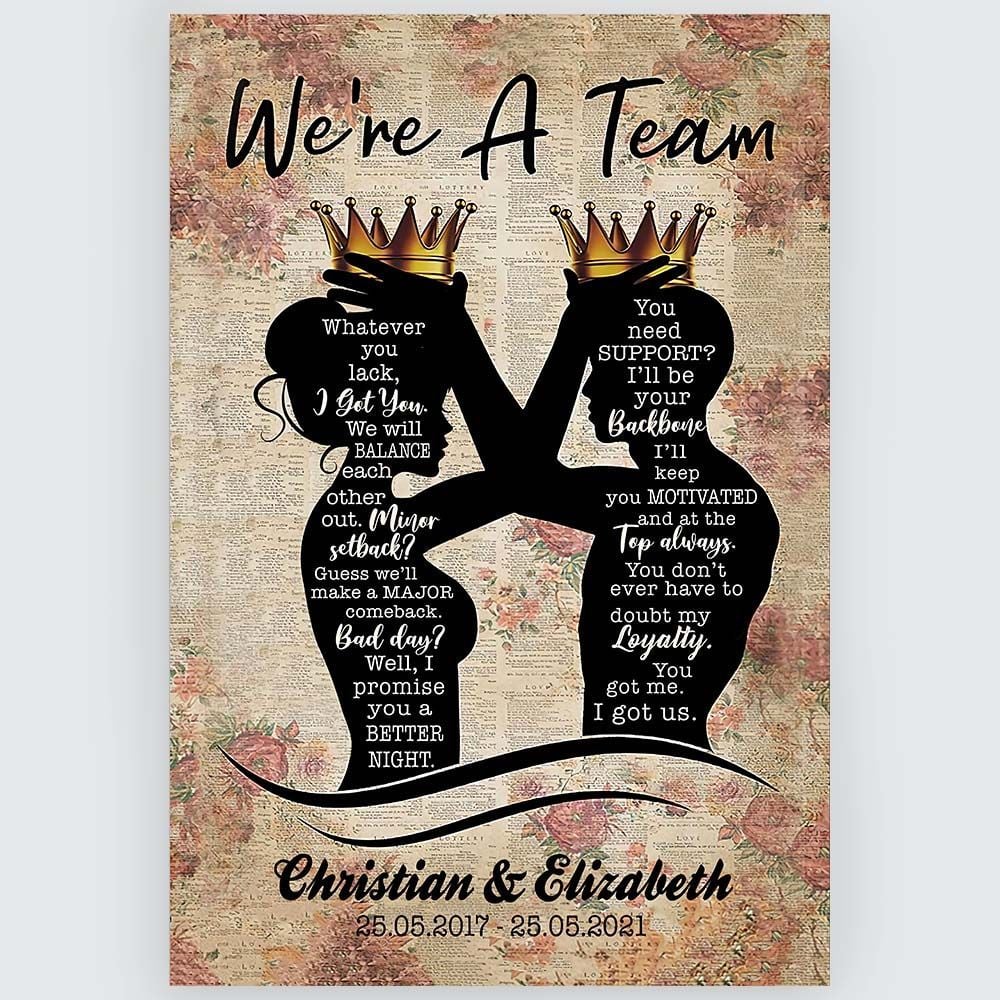Anniversary Gifts Canvas Poster We Are A Team For Boyfriend or Girlfriend