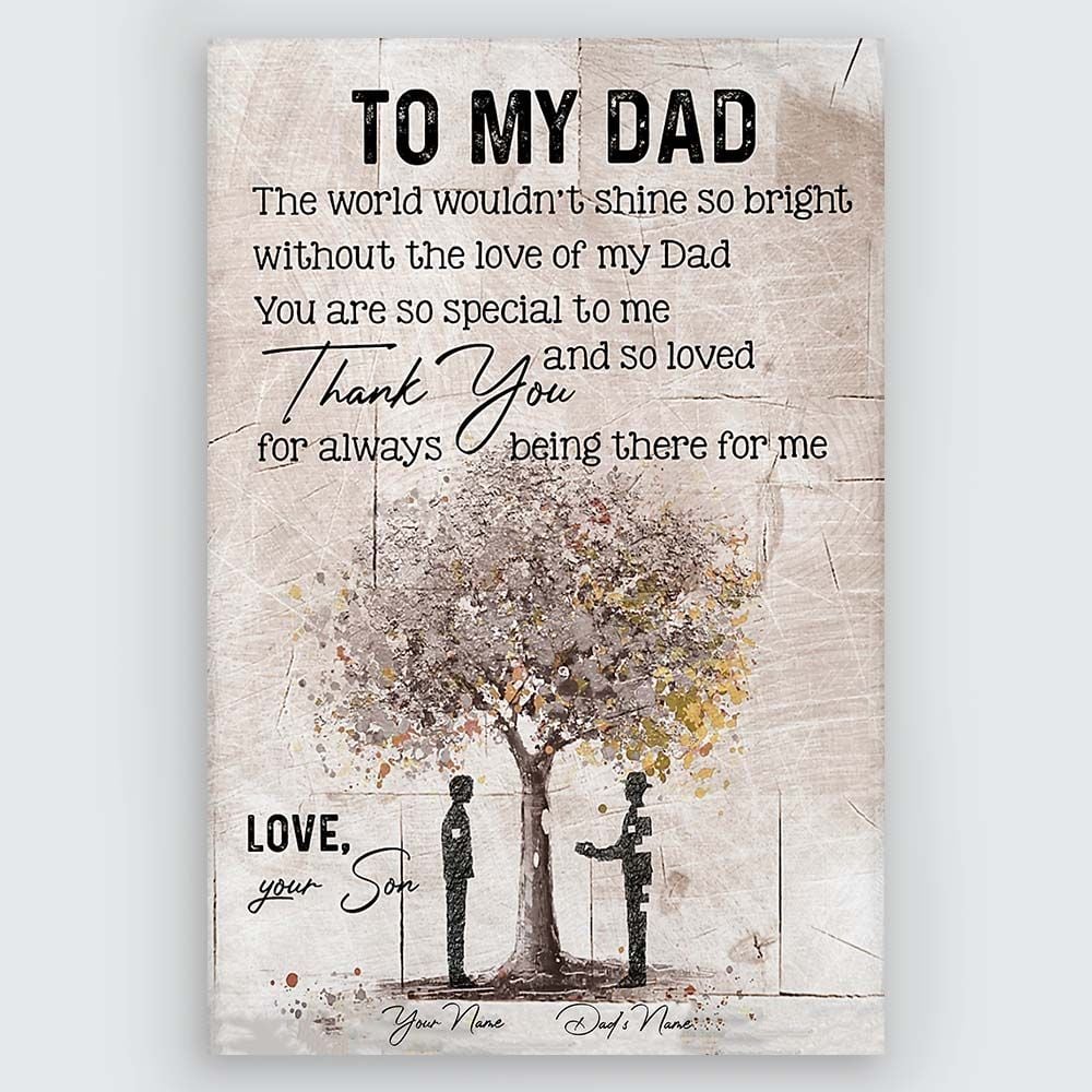 Gifts for Dad from Son To My Dad Wall Art Vintage Tree Personalized Gift