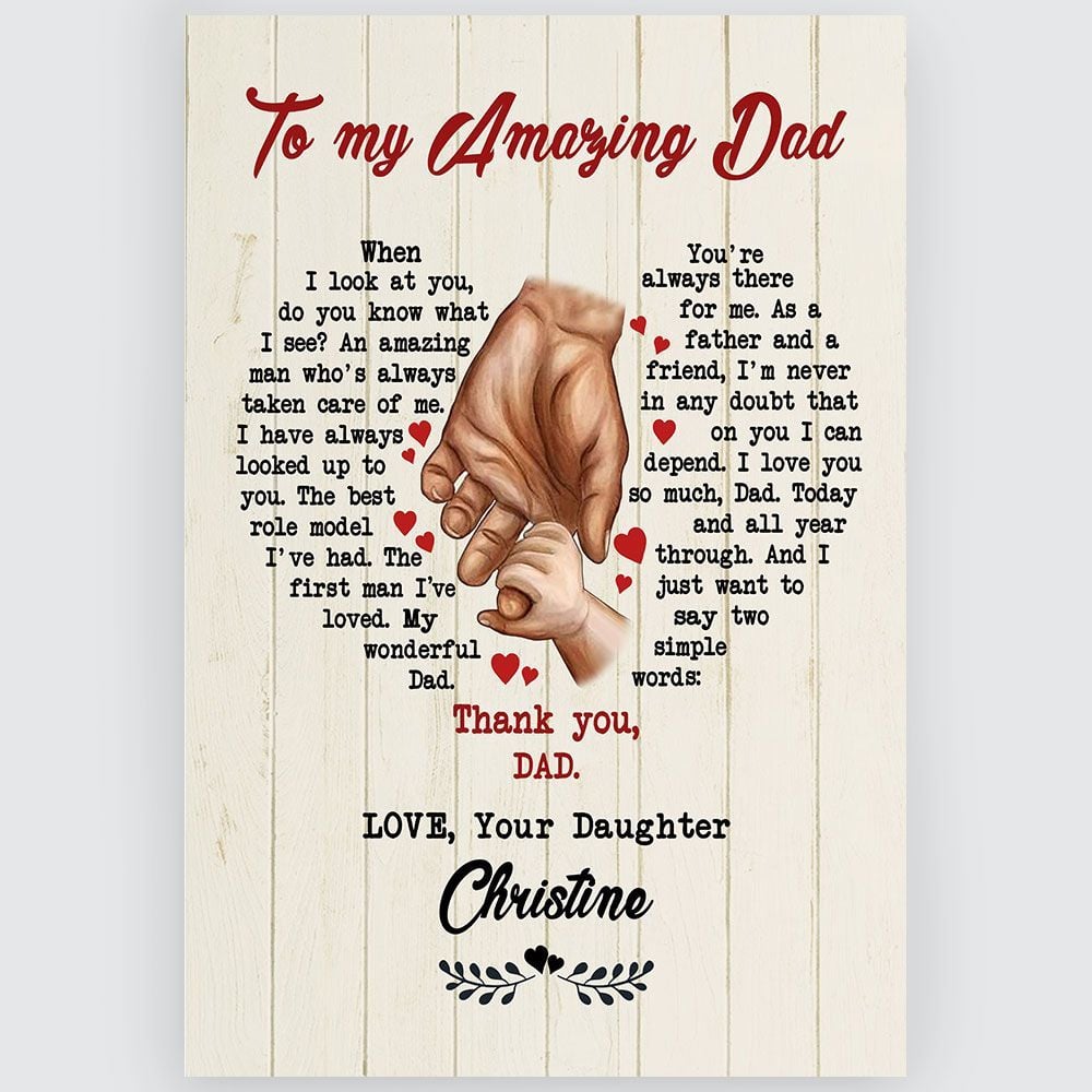 Personalized Wall Art Gifts For Dad Little Hand From Daughter