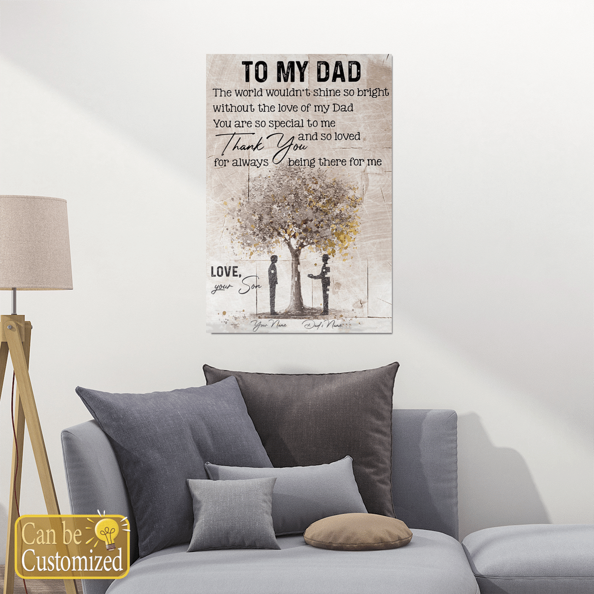 Gifts for Dad from Son To My Dad Wall Art Vintage Tree Personalized Gift