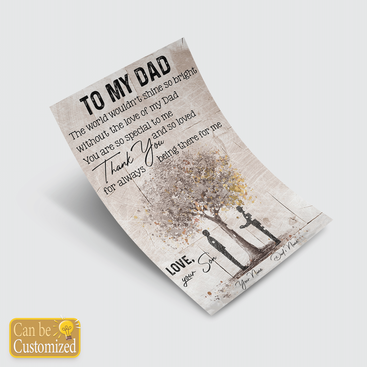 Gifts for Dad from Son To My Dad Wall Art Vintage Tree Personalized Gift