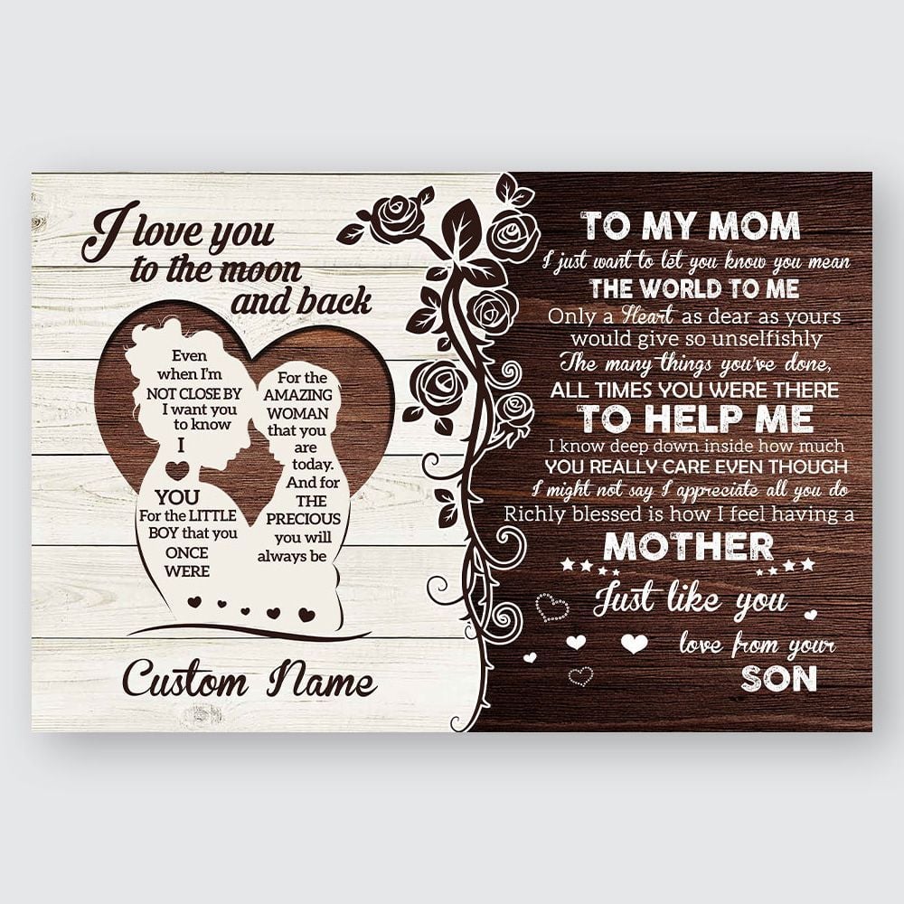 Personalized Gift From Son Love You To The Moon And Back Wall Art