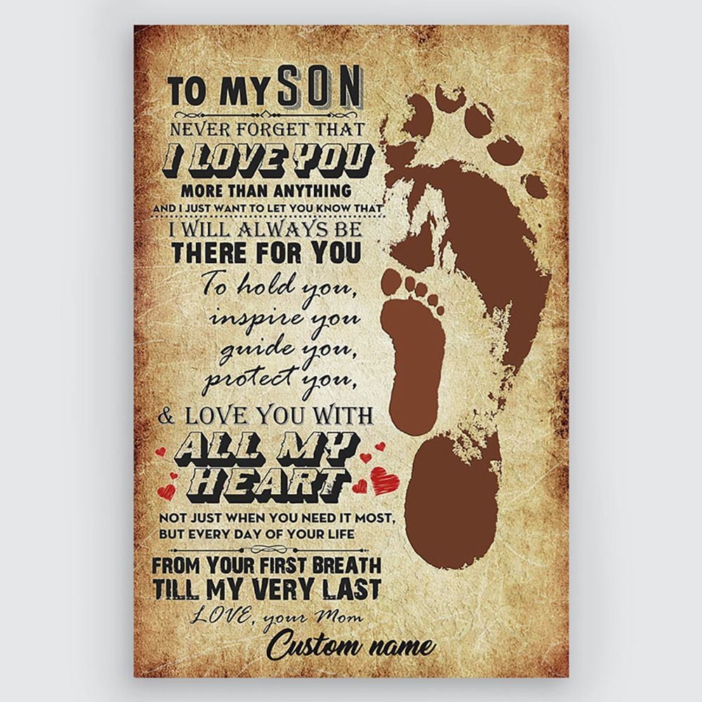 Personalized Gift For Son From Mom To My Son Wall Art With Quote