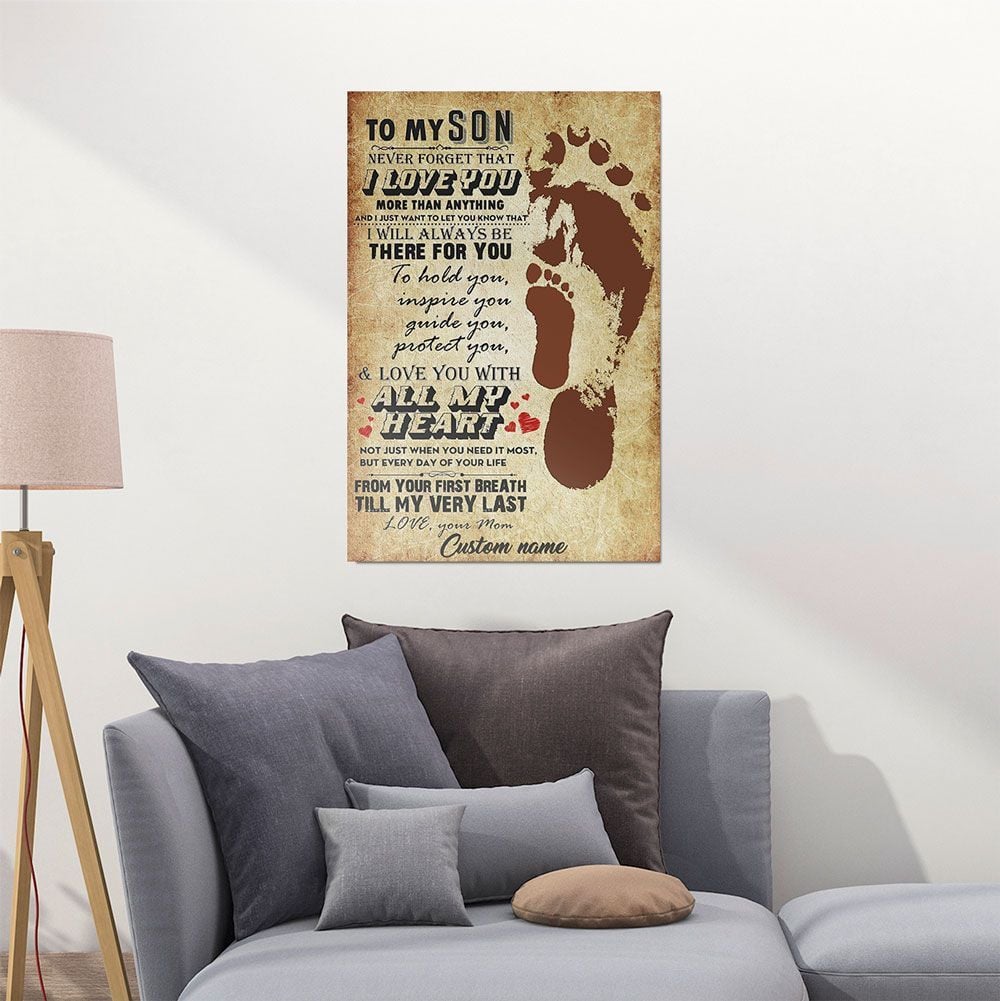 Personalized Gift For Son From Mom To My Son Wall Art With Quote