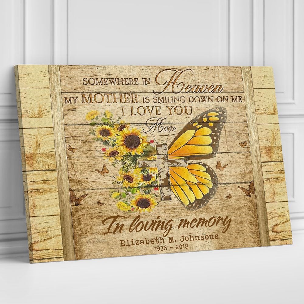 Personalized Butterfly Wall Art For Loss Of Mother In Loving Memory Custom Date Name