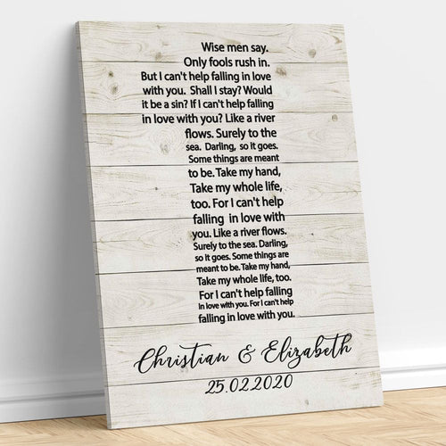 Custom Name Wall Art 1 Year Anniversary Gifts Can't Help Falling In Love