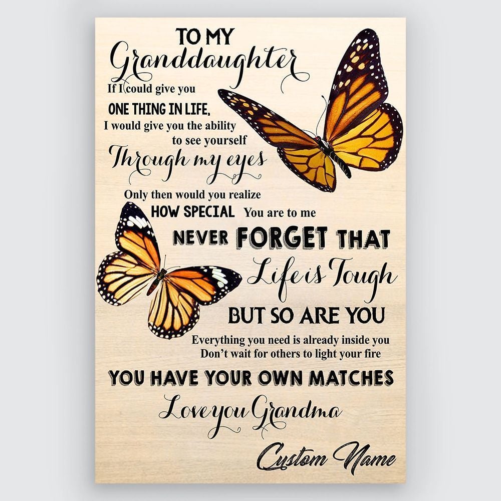 Gift For Granddaughter From Grandma Meaningful Quotes Custom Name Butterfly