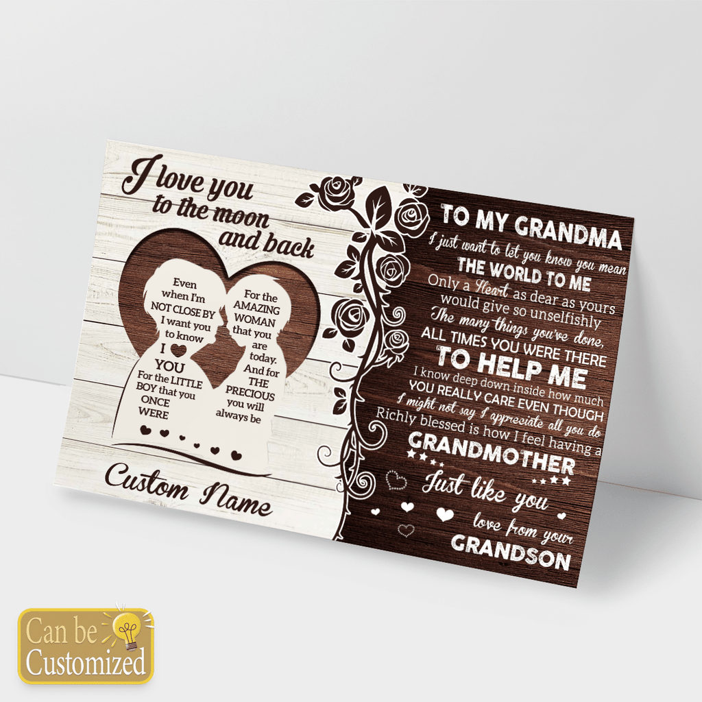 Personalized Gift For Grandma From Grandson Love You To The Moon And Back Wall Art