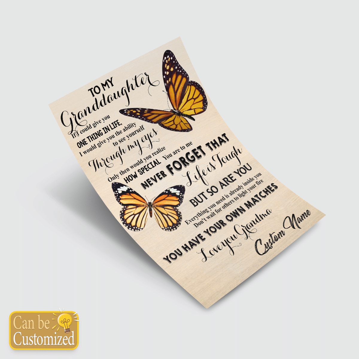 Gift For Granddaughter From Grandma Meaningful Quotes Custom Name Butterfly
