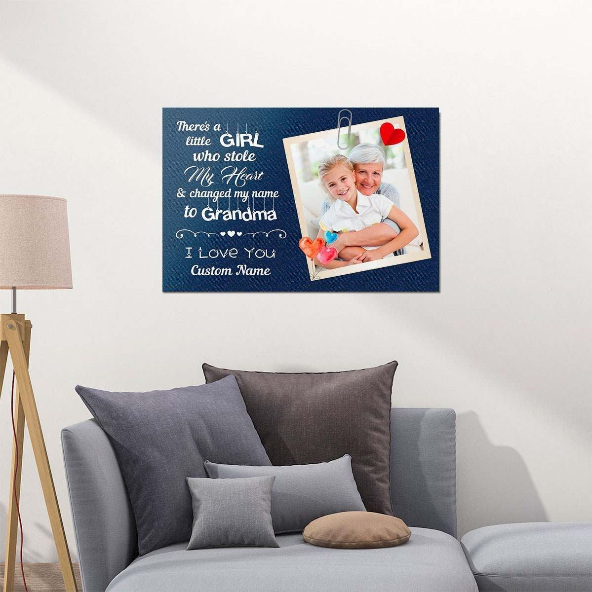 Personalized Gift For Grandma Wall Art There's A Little Girl Who Stole My Heart