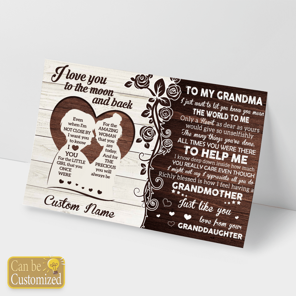 Personalized Gift For Grandma From Granddaughter Love You To The Moon And Back Wall Art