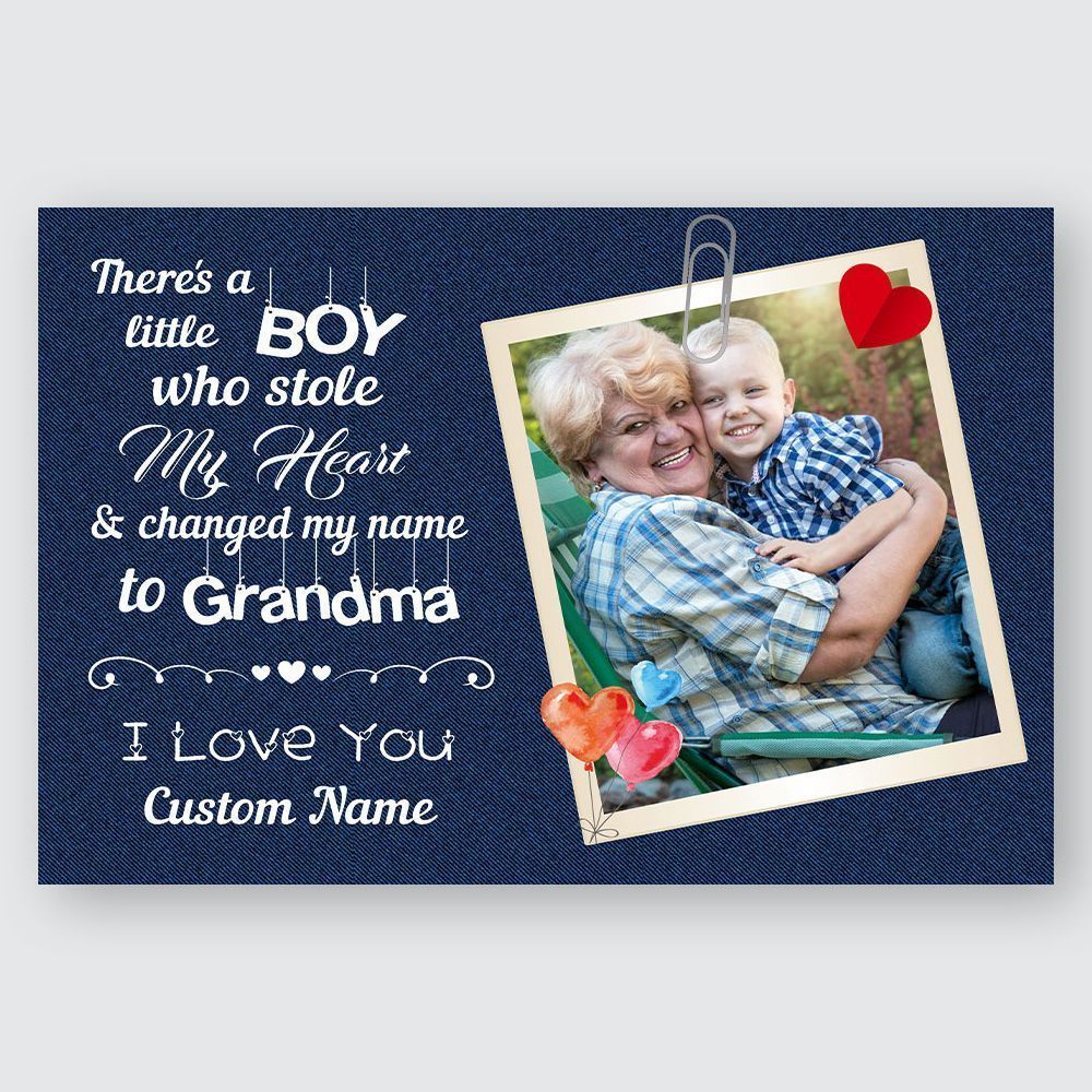 Personalized Gift For Grandma Wall Art There's A Little Boy Who Stole My Heart