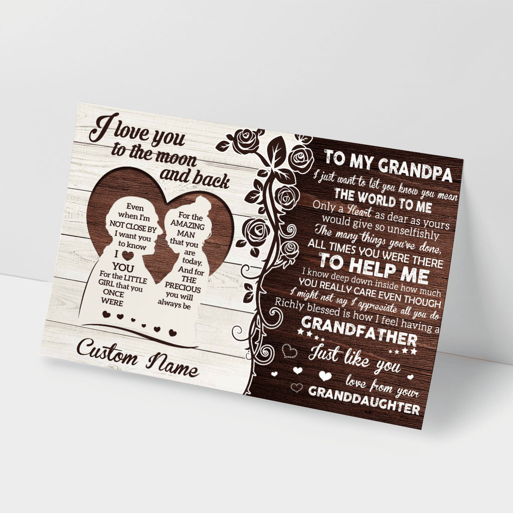 Personalized Gift For Grandpa From Granddaughter Love You To The Moon And Back Wall Art