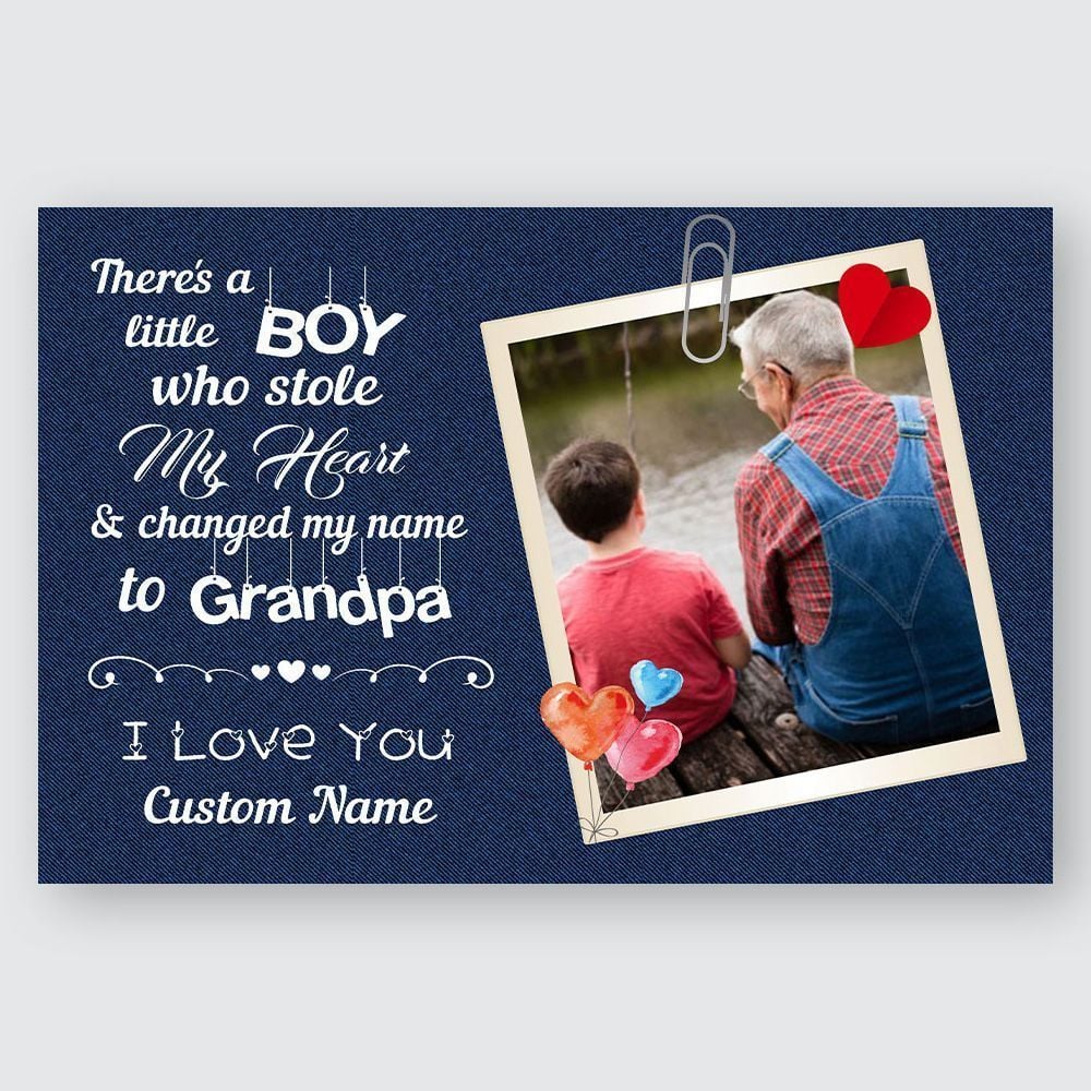 Personalized Gift For Grandpa Wall Art There's A Little Boy Who Stole My Heart