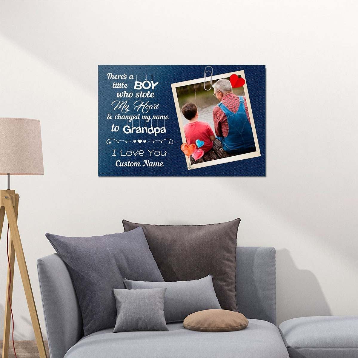 Personalized Gift For Grandpa Wall Art There's A Little Boy Who Stole My Heart