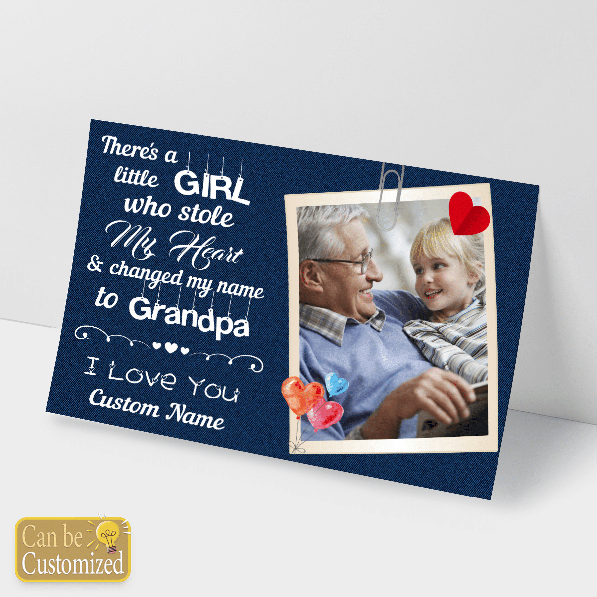 Personalized Gift For Grandpa Wall Art There's A Little Girl Who Stole My Heart