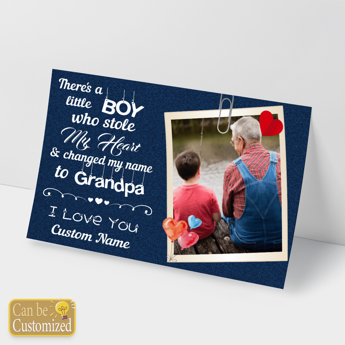 Personalized Gift For Grandpa Wall Art There's A Little Boy Who Stole My Heart