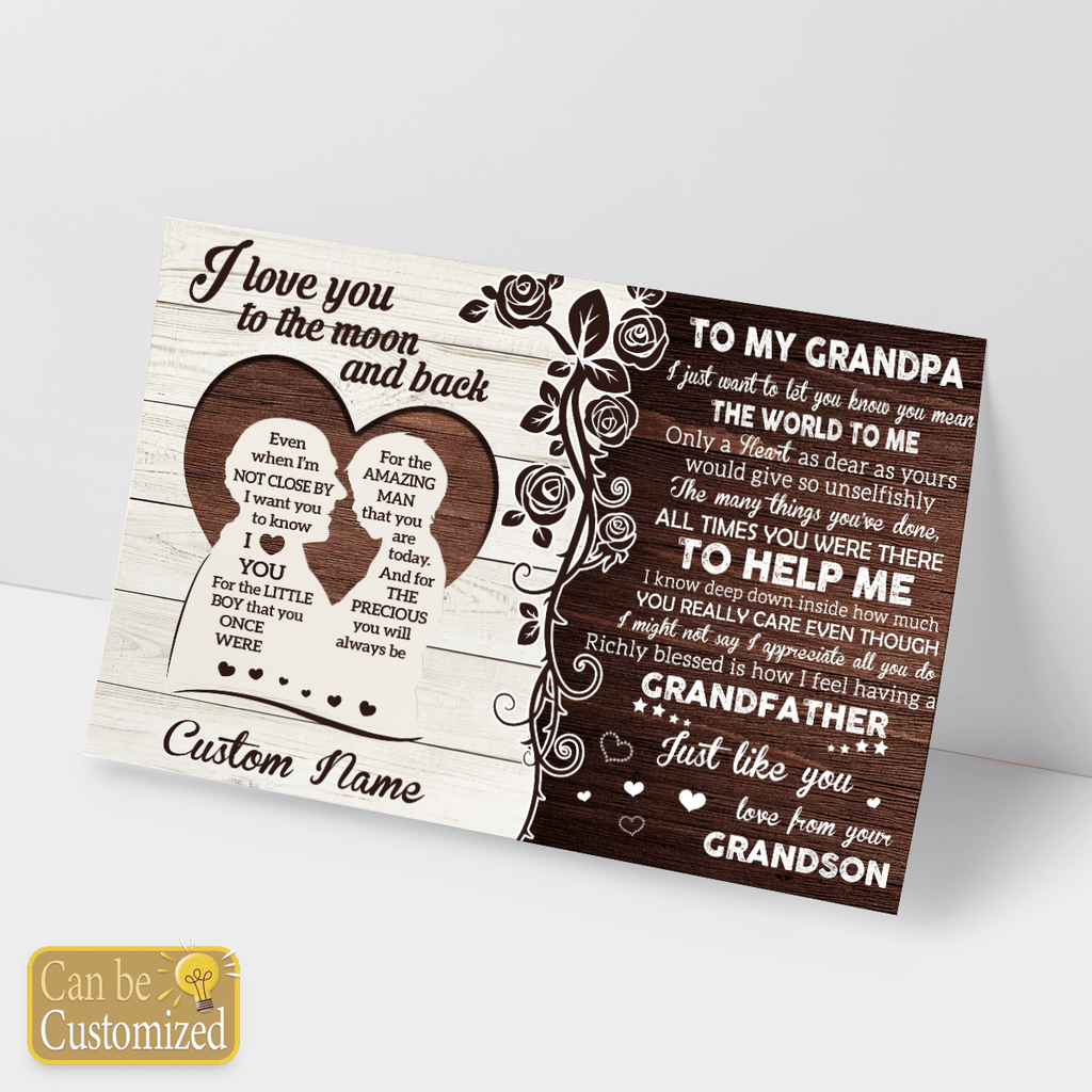 Personalized Gift For Grandpa From Grandson Love You To The Moon And Back Wall Art
