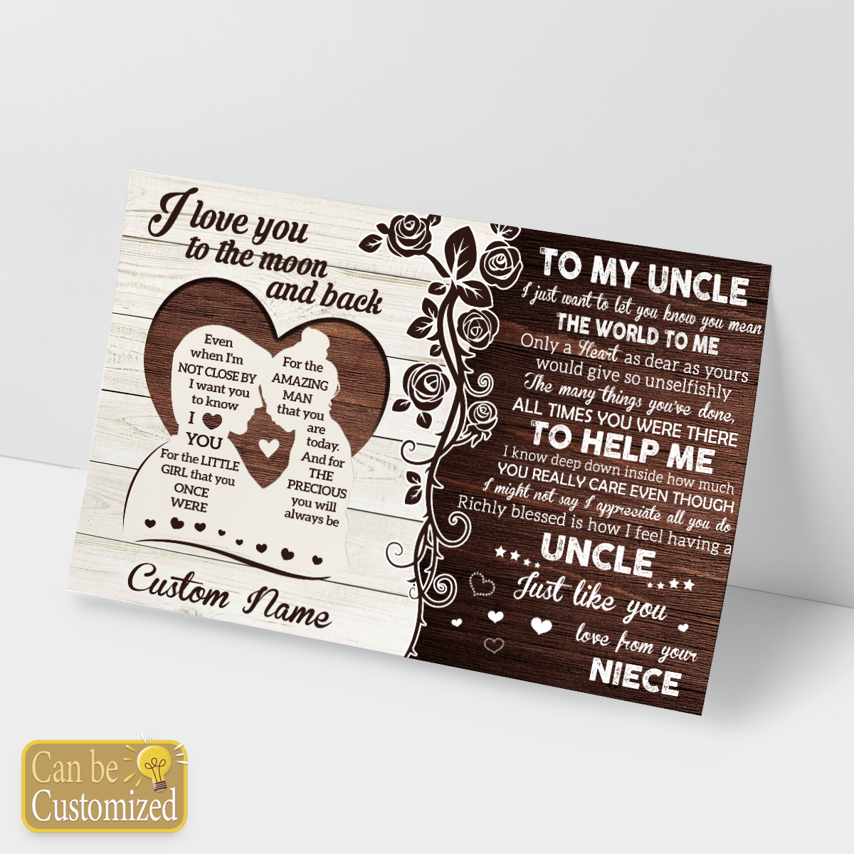 Personalized Gift For Uncle From Niece Love You To The Moon And Back Wall Art