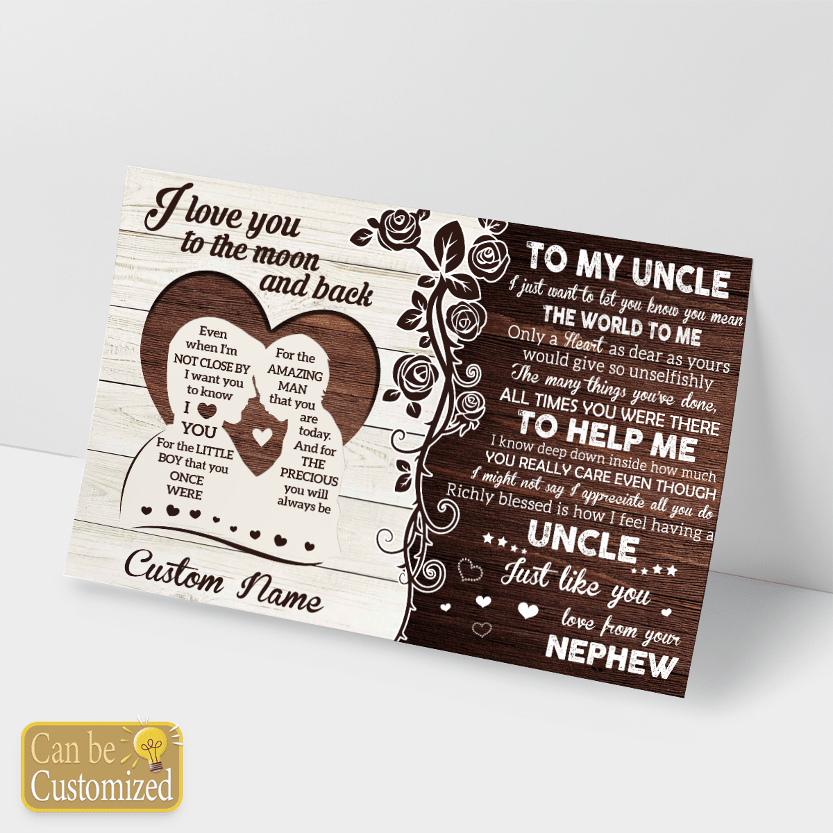 Personalized Gift For Uncle From Nephew Love You To The Moon And Back Wall Art