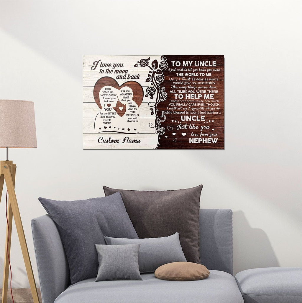 Personalized Gift For Uncle From Nephew Love You To The Moon And Back Wall Art