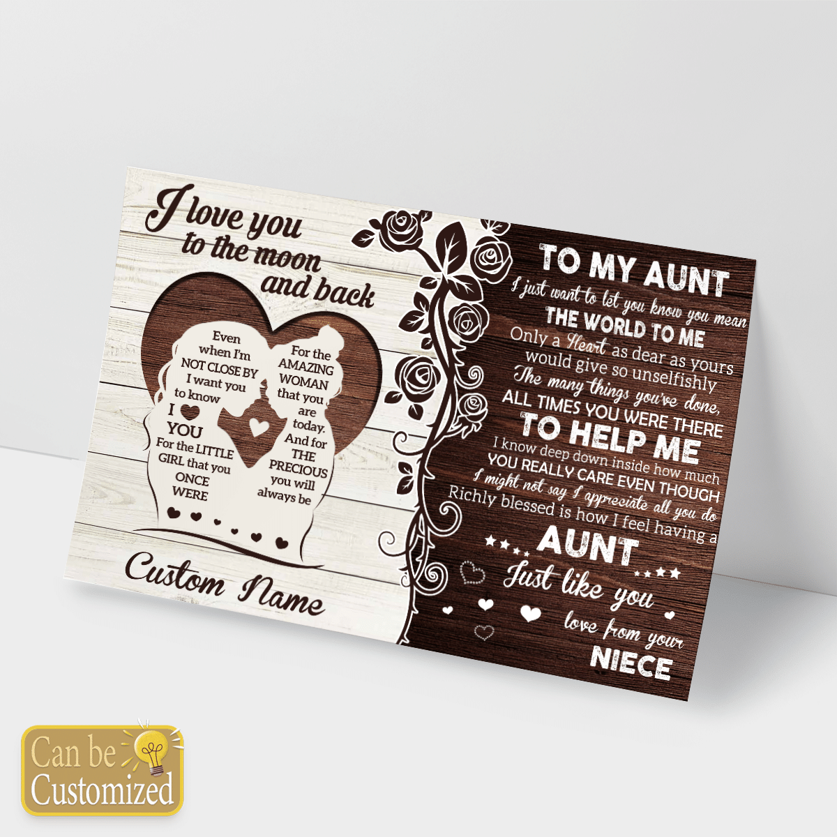 Personalized Gift For Aunt From Niece Love You To The Moon And Back Wall Art