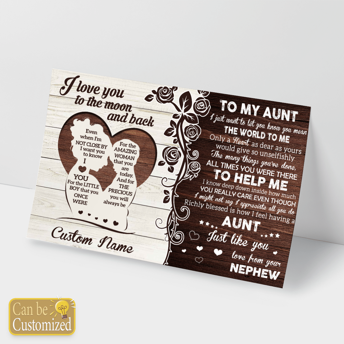 Personalized Gift For Aunt From Nephew Love You To The Moon And Back Wall Art