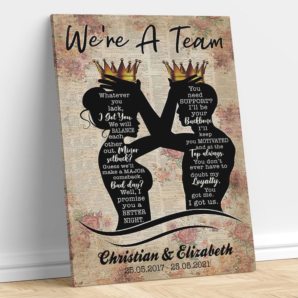 Anniversary Gifts Canvas Poster We Are A Team For Boyfriend or Girlfriend