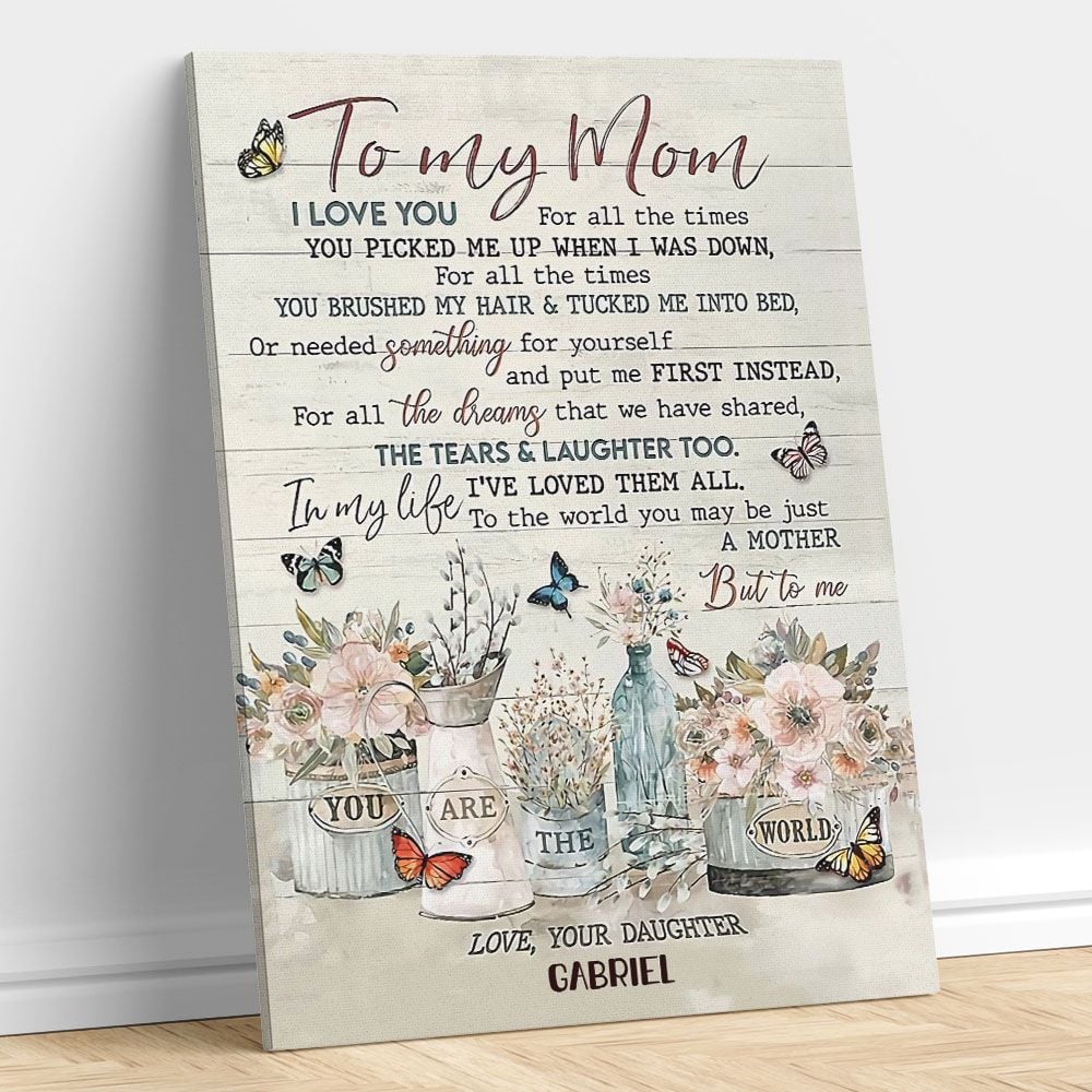 Gifts for Mom from Daughter Meaningful Quote Wall Art Personalized Gifts