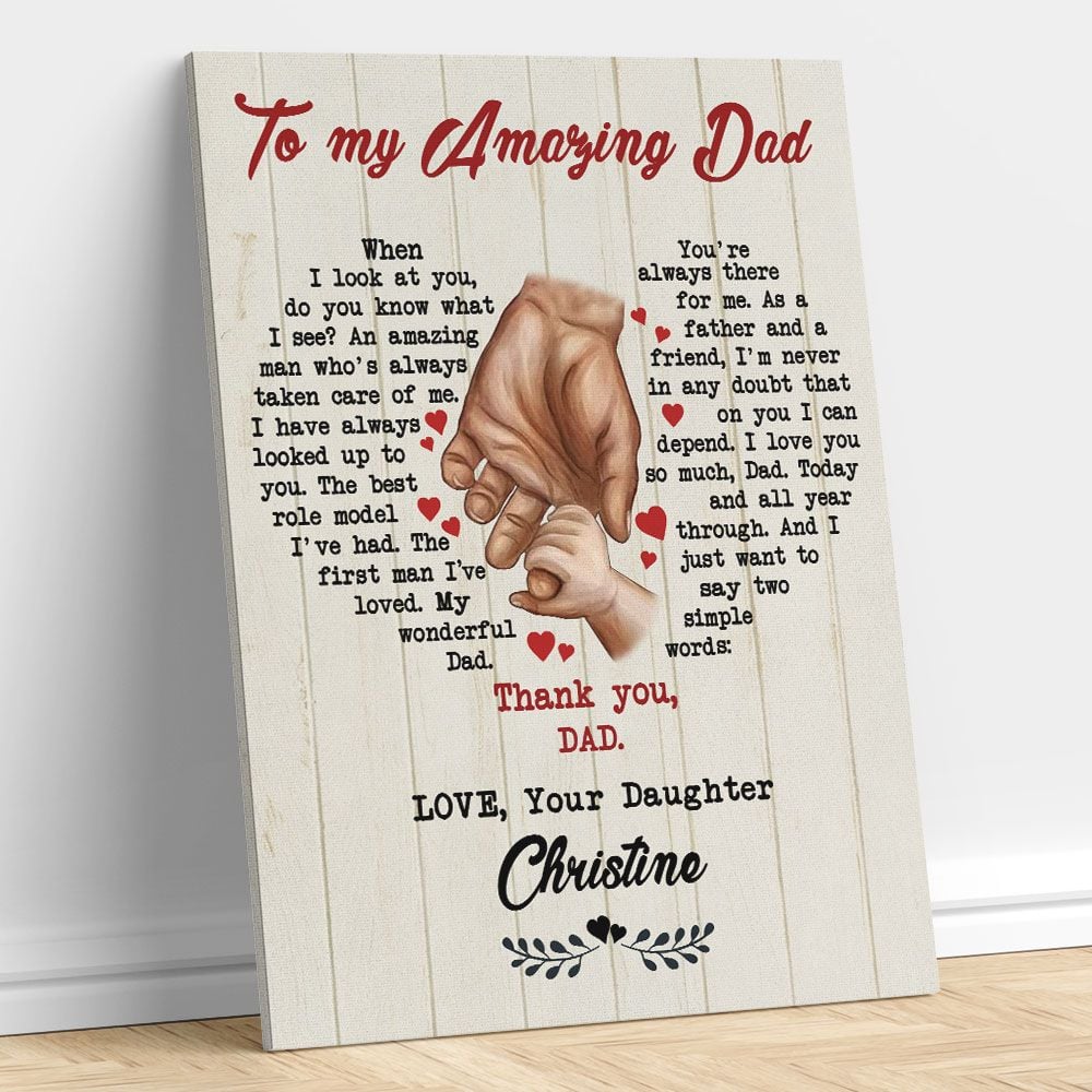 Personalized Wall Art Gifts For Dad Little Hand From Daughter